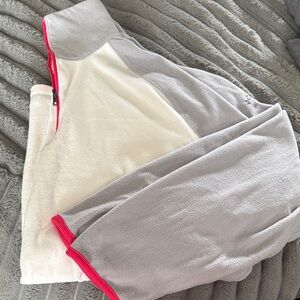 Columbia Women's White and Light Gray Fleece Pullover with Pink Trim